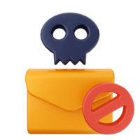 A skull and an envelope with a red cross png