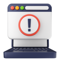 A computer with an exclamation mark on it png