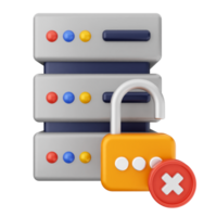 A server with a padlock and a red cross png