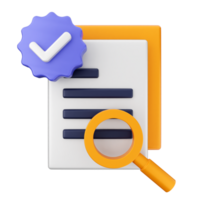 The icon of the document with a magnifying glass and a check mark png
