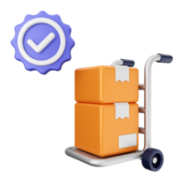 A cart with boxes and a check mark png