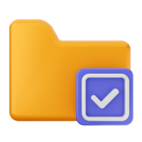 An orange folder with a check mark and a purple button png