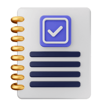 A notebook with a check mark on it png