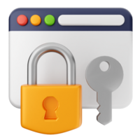A padlock and a key on a computer screen png
