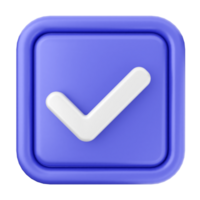 A check mark icon on a blue square png