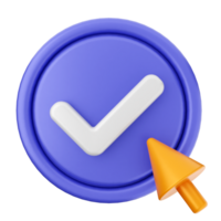 A check mark icon with a blue button png