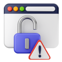A padlock and a warning sign on a computer screen png
