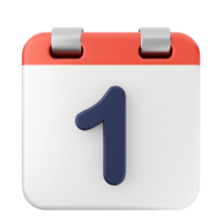 A calendar with the number one on it png