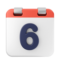 A calendar icon with the number six on it png