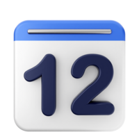 A calendar icon with the number twelve on it png