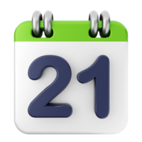 A calendar with the number 21 on it png