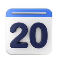 A calendar icon with the number 20 on it png