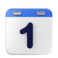 A calendar icon with the number one on it png