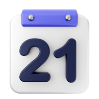 A calendar with the number 21 on it png