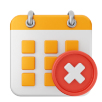 A calendar icon with a red cross on it png