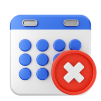 A calendar icon with a red cross on it png