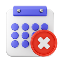 A calendar with a red cross and a blue dot png