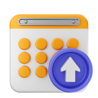 A calculator with an arrow pointing up png