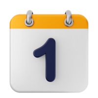A calendar icon with the number one on it png