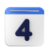 A calendar icon with the number four on it png
