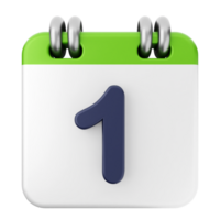 A calendar icon with the number one on it png
