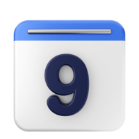 A calendar icon with the number 9 on it png