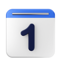 A calendar icon with the number one on it png