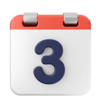 A calendar icon with the number three on it png