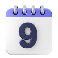 A calendar icon with the number 9 on it png