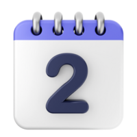 A calendar with the number two on it png