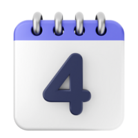 A calendar with the number four on it png