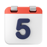 A calendar icon with the number five on it png