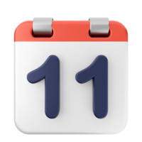 A calendar with the number 11 on it png