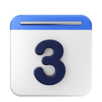 A calendar icon with the number three on it png