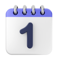 A calendar with the number one on it png