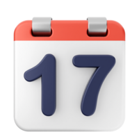 A calendar with the number 17 on it png