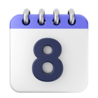 A calendar icon with the number eight on it png