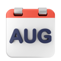 August calendar icon with a blue and red border png