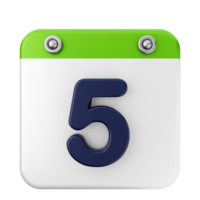 A white and green calendar icon with the number five png