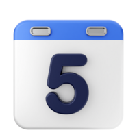 A calendar icon with the number five on it png