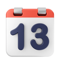 A calendar with the number 13 on it png