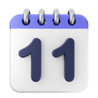A calendar with the number 11 on it png