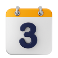 A calendar icon with the number three on it png