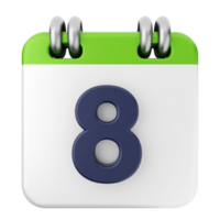 A calendar icon with the number eight on it png