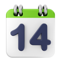 A calendar with the number 14 on it png