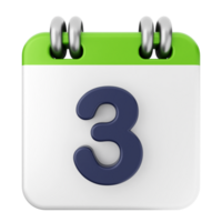 A calendar icon with the number three on it png