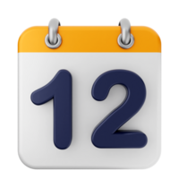 A calendar with the number twelve on it png
