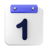 A calendar icon with the number one on it png