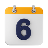 A calendar icon with the number six on it png