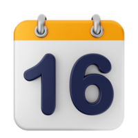 A calendar icon with the number 16 on it png